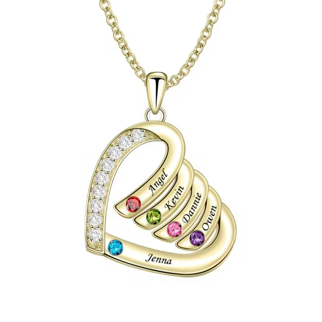 Moederdag Cadeau Ketting Dames Geboortesteen Naam Hart