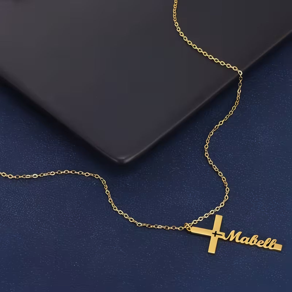 Collana Regalo Festa della Mamma Donna Ciondolo Croce Nome