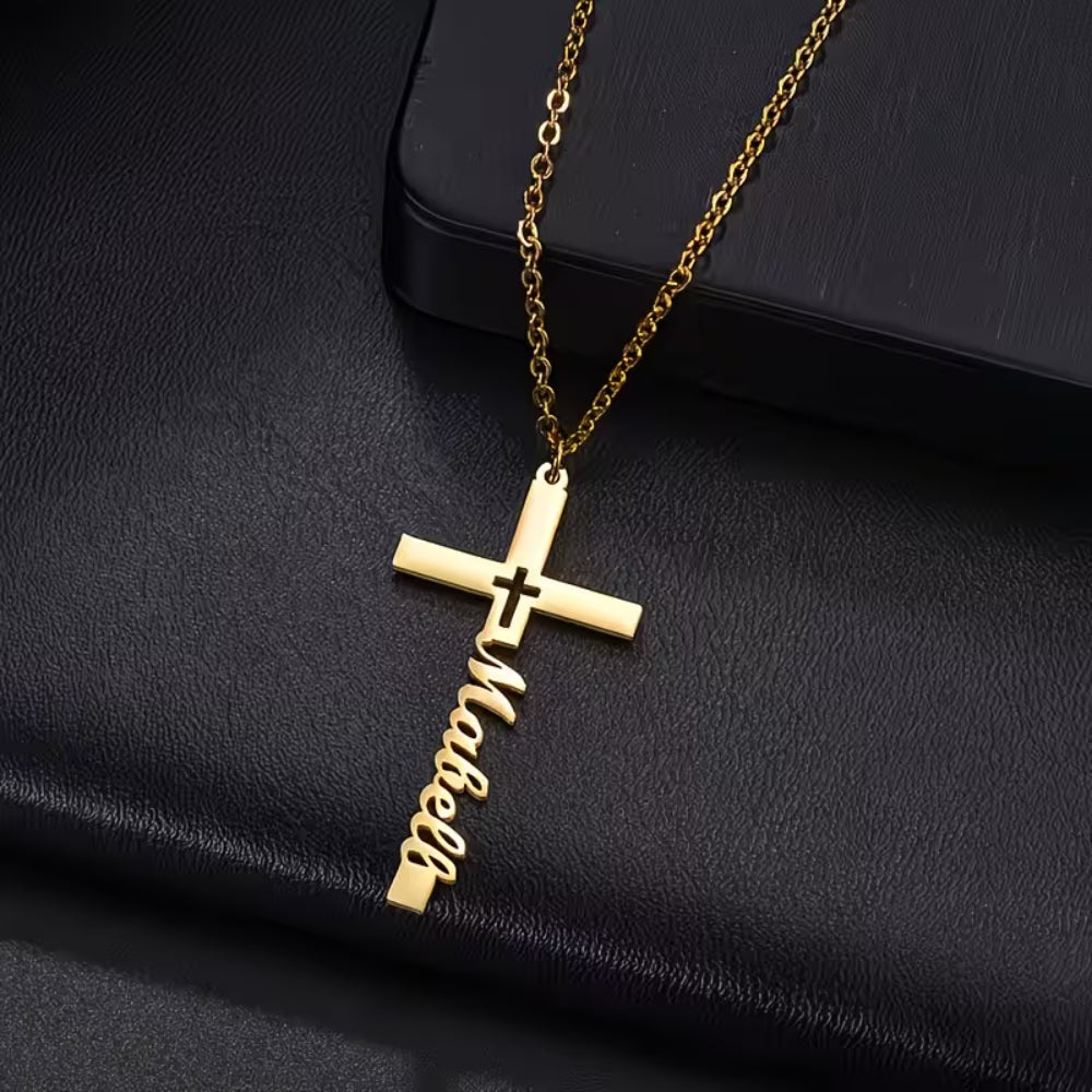 Collana Regalo Festa della Mamma Donna Ciondolo Croce Nome