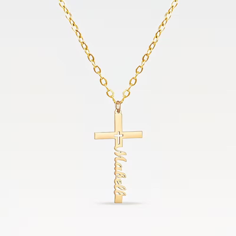 Collana Regalo Festa della Mamma Donna Ciondolo Croce Nome