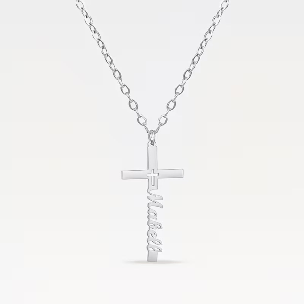 Collana Regalo Festa della Mamma Donna Ciondolo Croce Nome