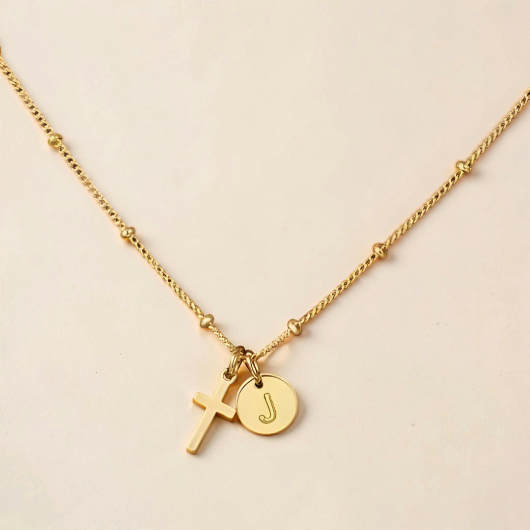 Mother's Day Gift Necklace Women Adjustable Cross Pendant Initial