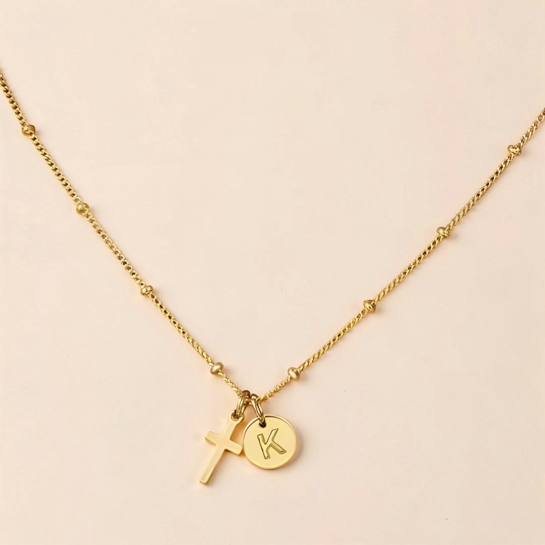 Mother's Day Gift Necklace Women Adjustable Cross Pendant Initial