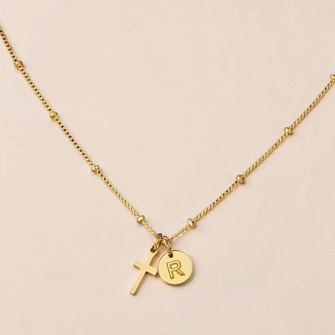 Mother's Day Gift Necklace Women Adjustable Cross Pendant Initial