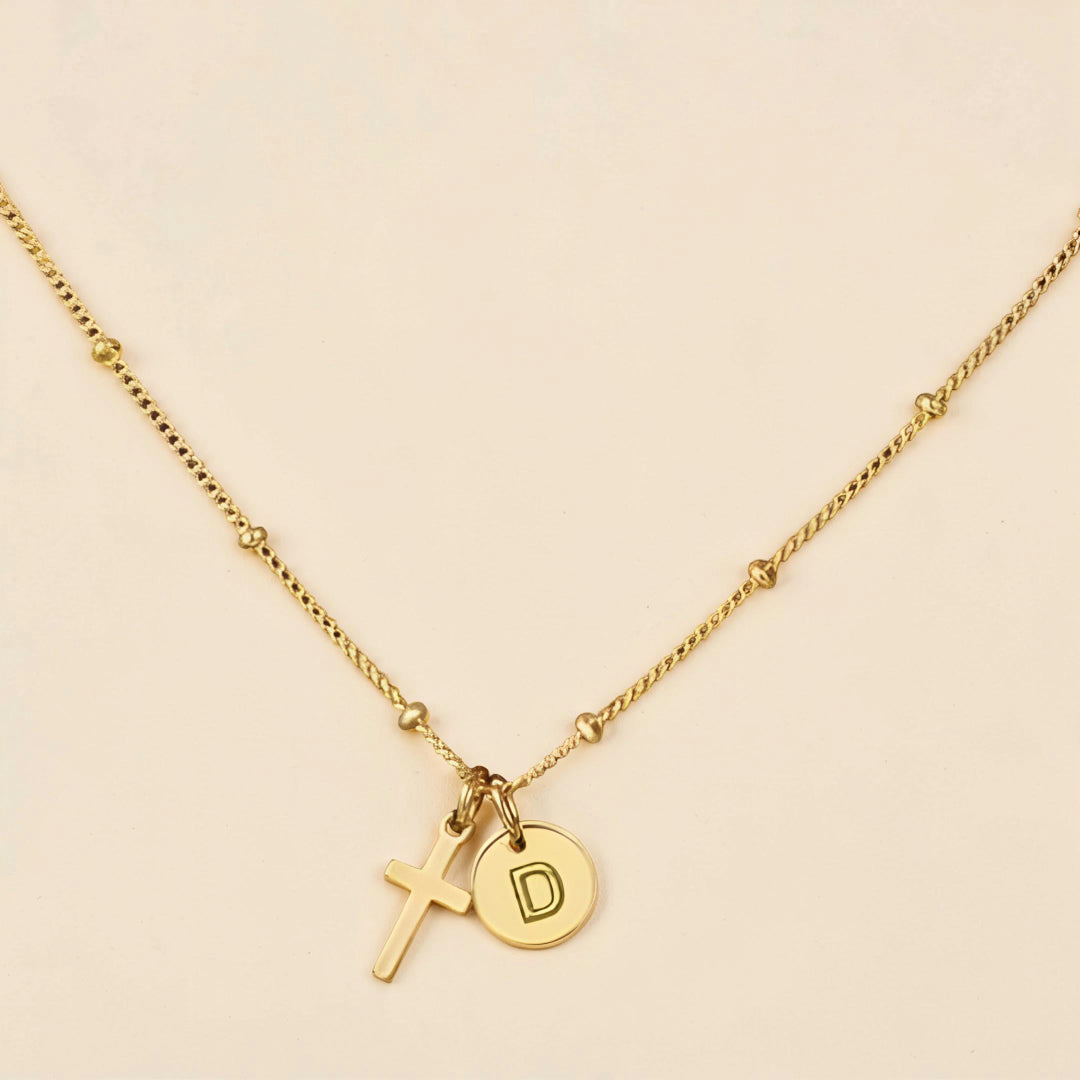 Mother's Day Gift Necklace Women Adjustable Cross Pendant Initial
