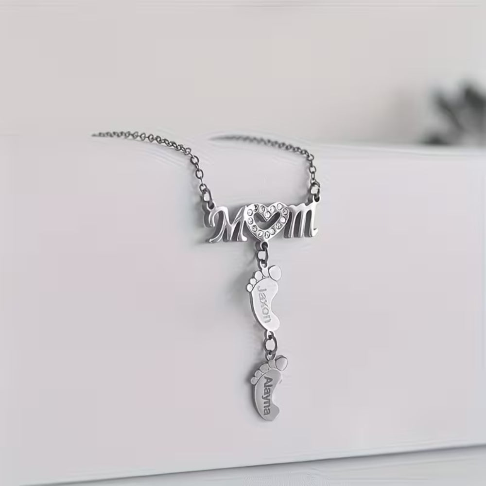 Collana Regalo Festa della Mamma Donna Ciondolo Nome Piedini