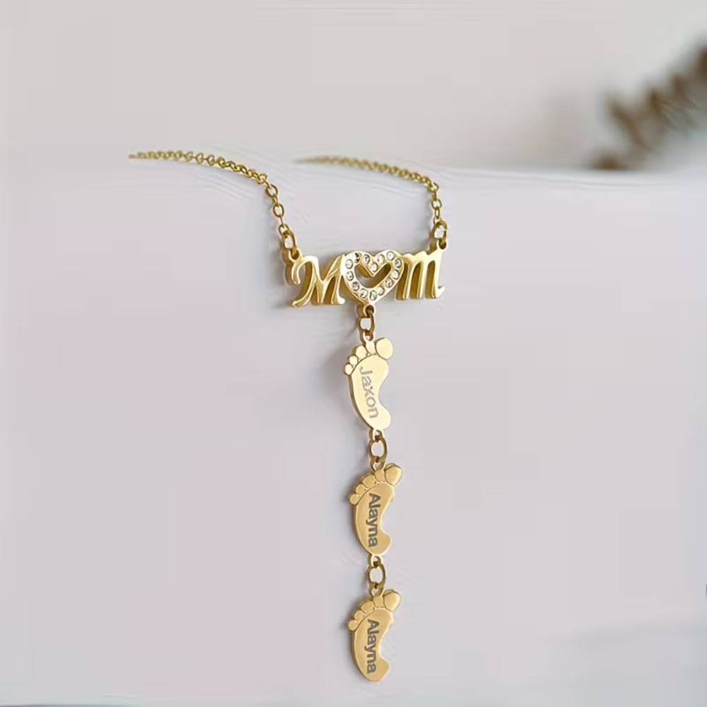 Collana Regalo Festa della Mamma Donna Ciondolo Nome Piedini