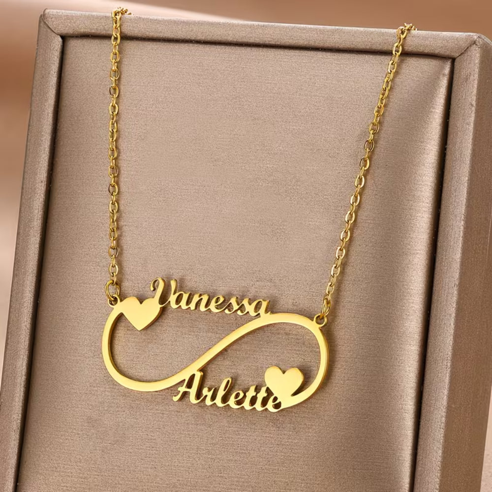 Collar de regalo para el Día de la Madre para mujer con infinito, corazón y nombre