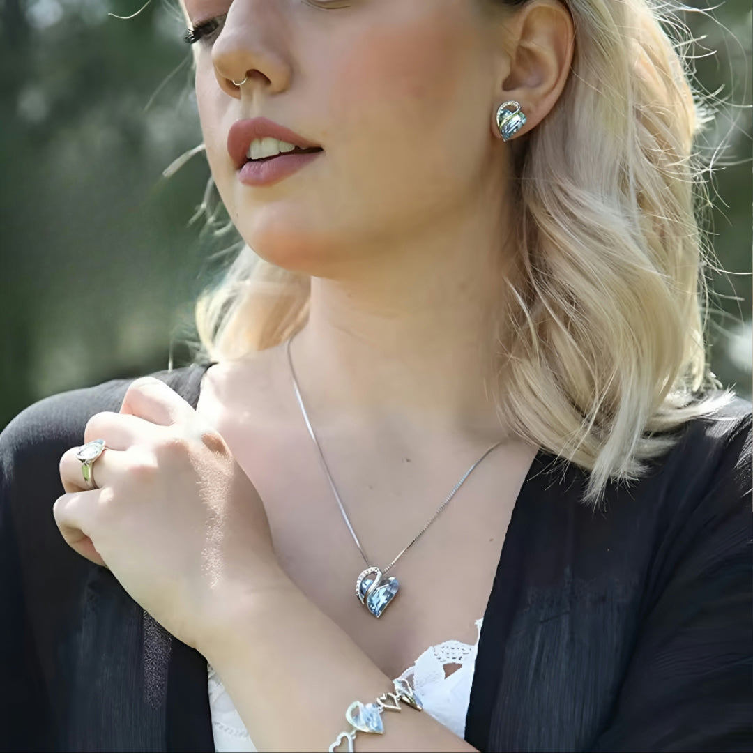 Collana Regalo Festa della Mamma Ciondolo a Cuore Cristallo Amore Gioiello