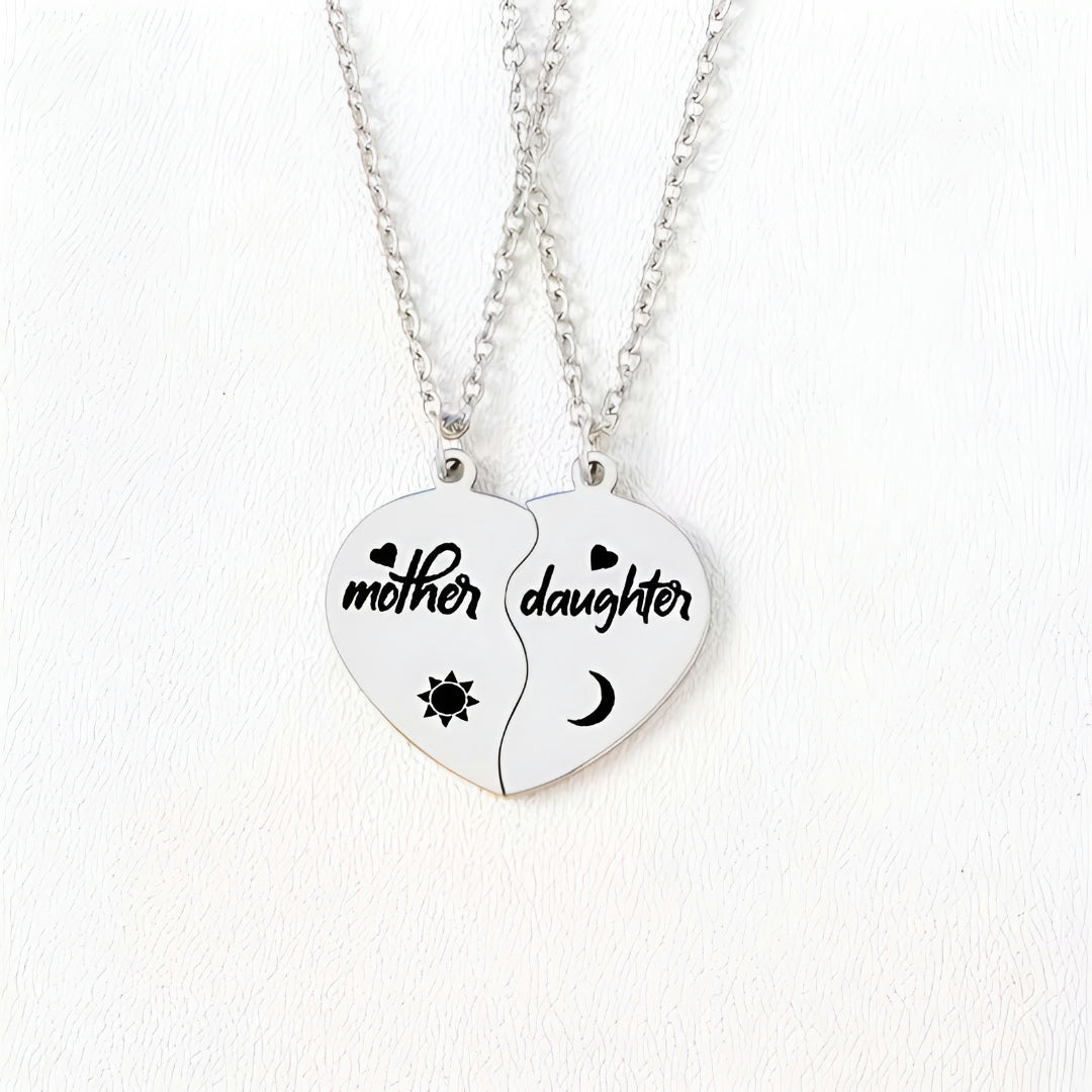 Set Collana Regalo Festa della Mamma Madre Figlio Ciondolo Cuore Gioiello