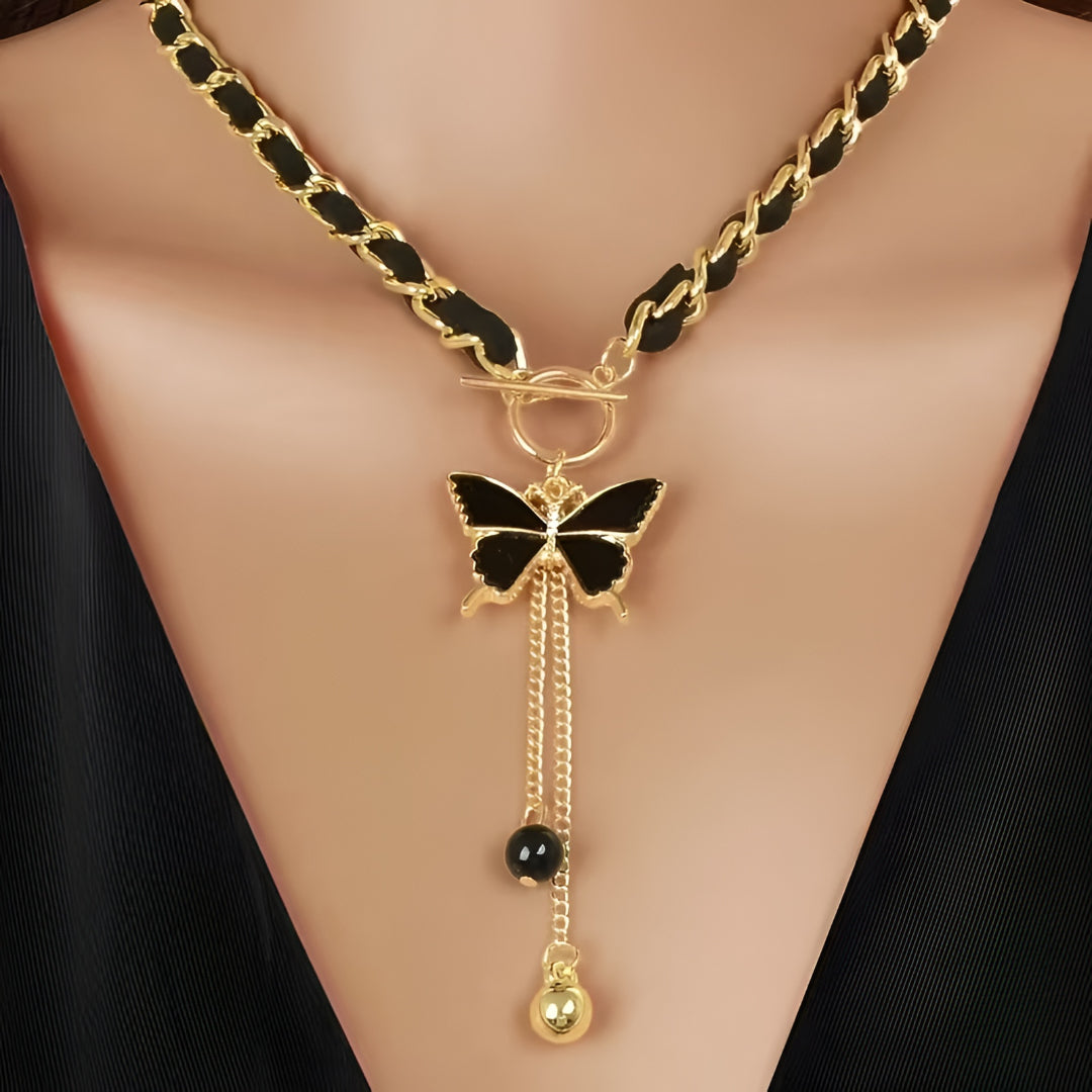 Moederdag Cadeau Ketting Vlinder Hanger Zwart Goud Choker