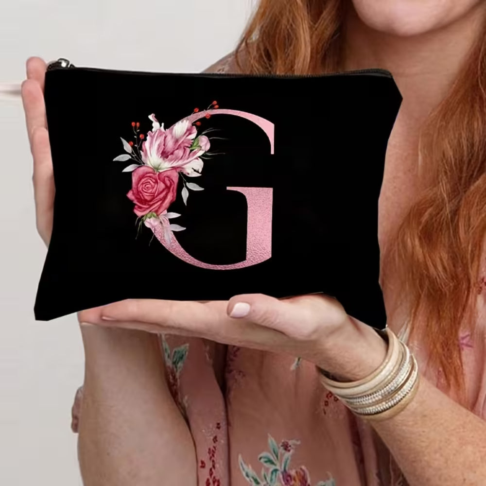 Mother's Day Gift Makeup Bag Flower Letter Print Zipper