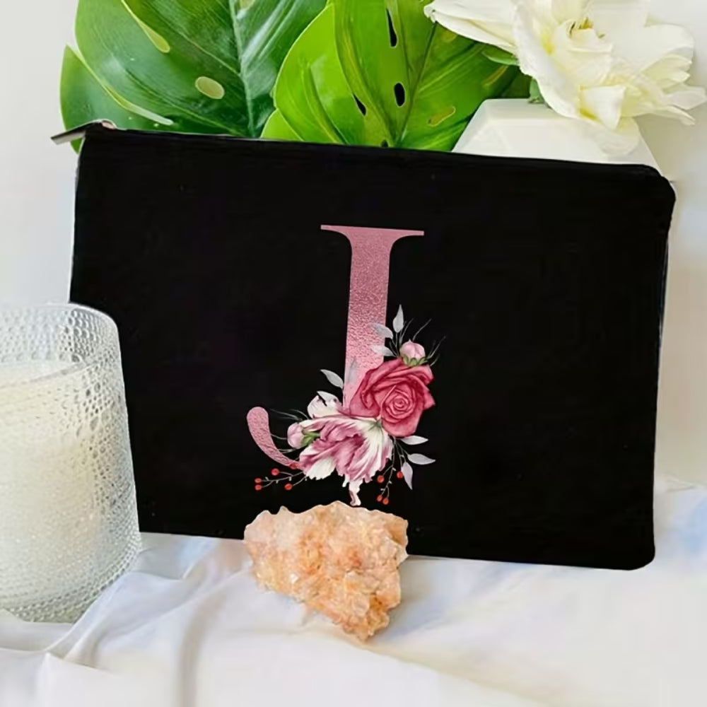 Mother's Day Gift Makeup Bag Flower Letter Print Zipper