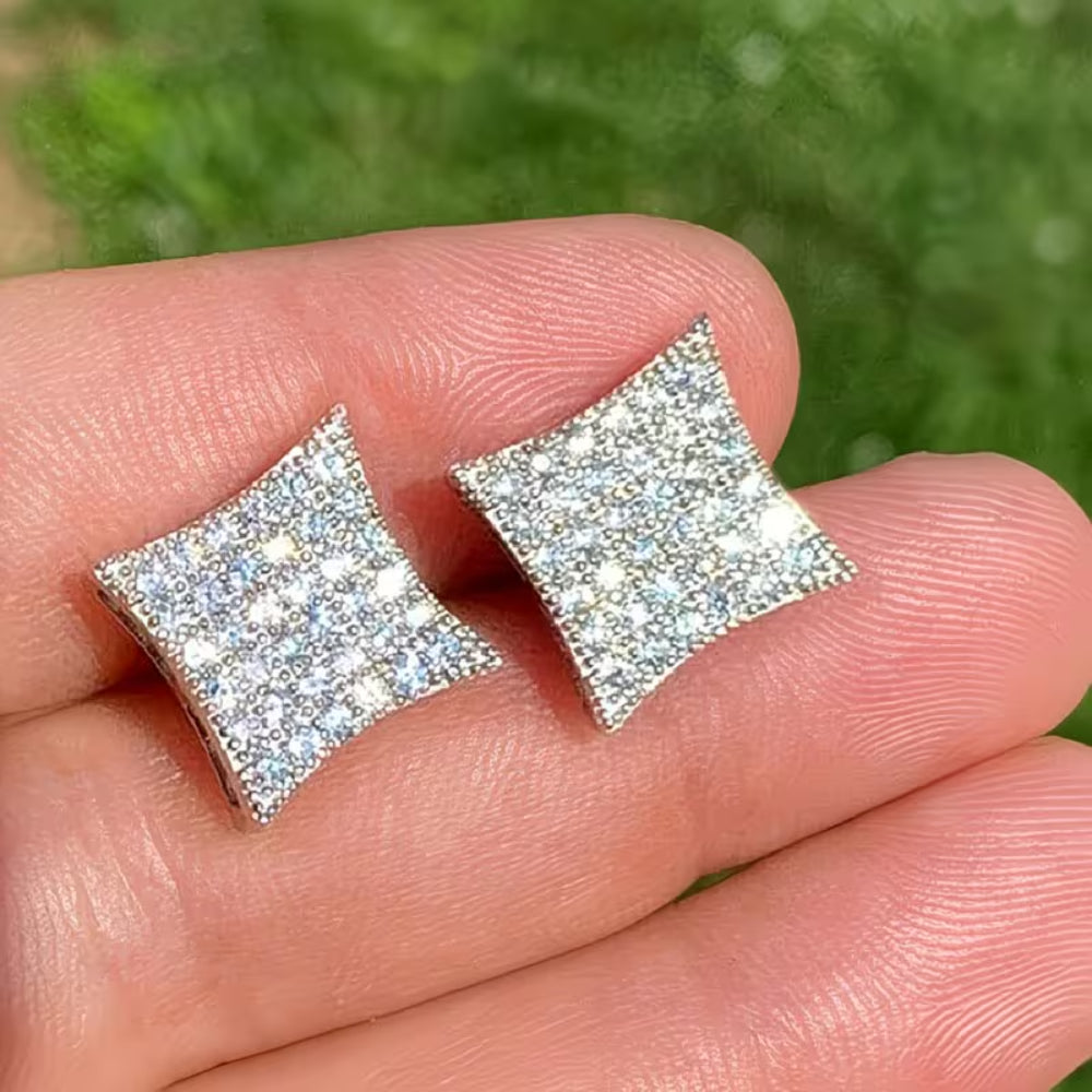 Pendientes de regalo para el Día de la Madre, para mujer, tipo botón, cuadrados con strass