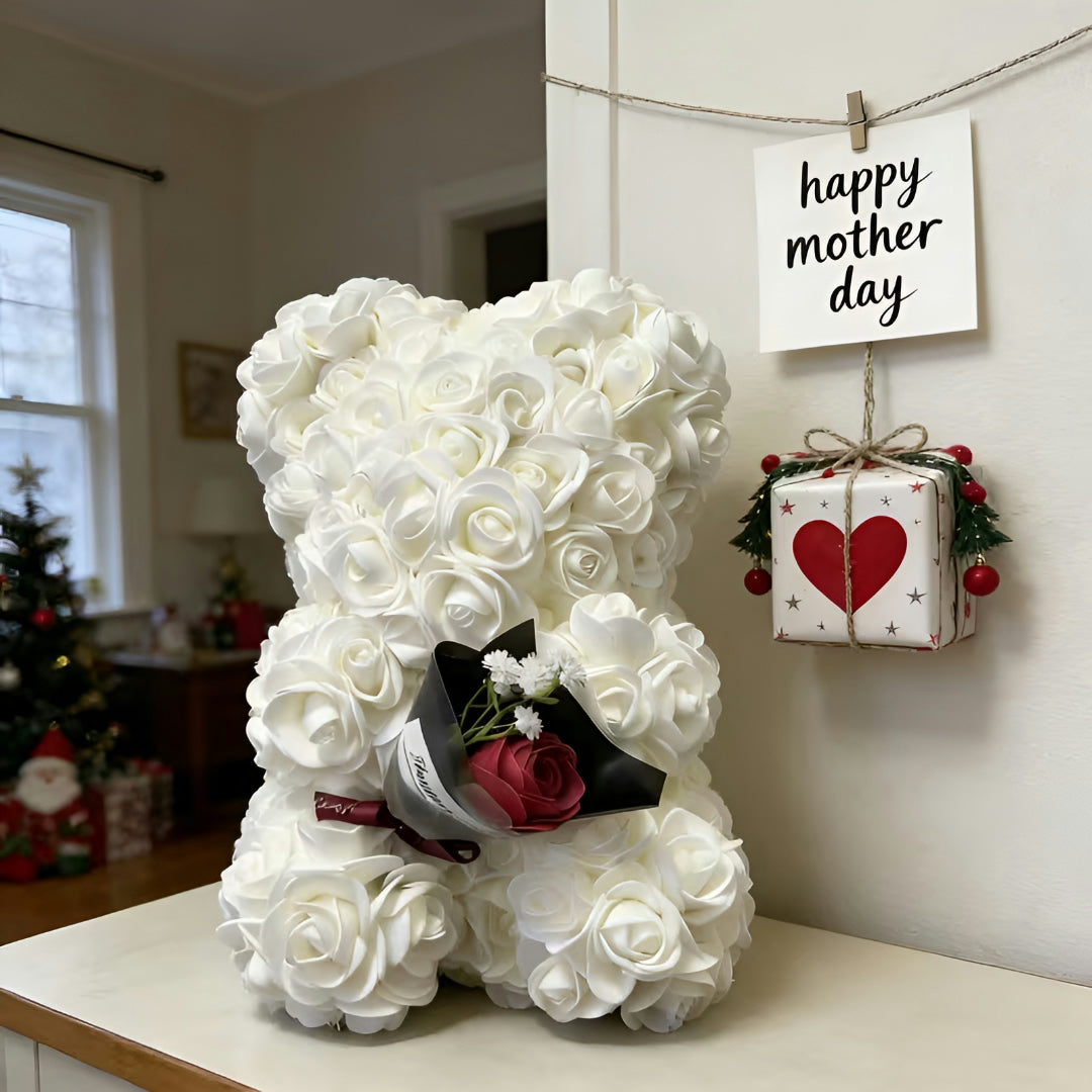 Regalo Festa della Mamma Orso di Rose Decorazione Floreale da Tavolo
