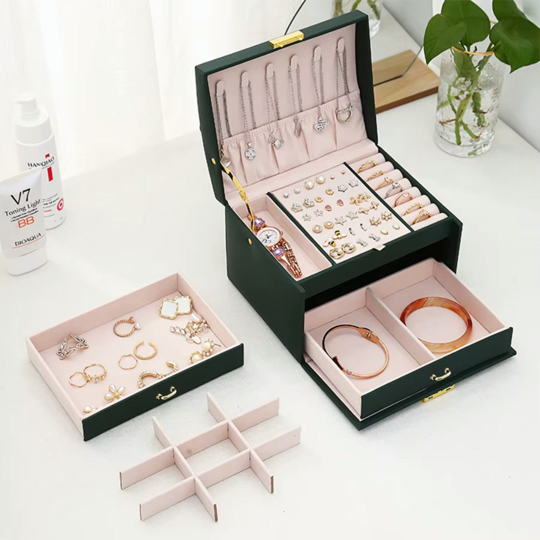 Scatola Porta Gioielli Organizer Regalo Festa della Mamma Set da 3 con Serratura e Cassetti