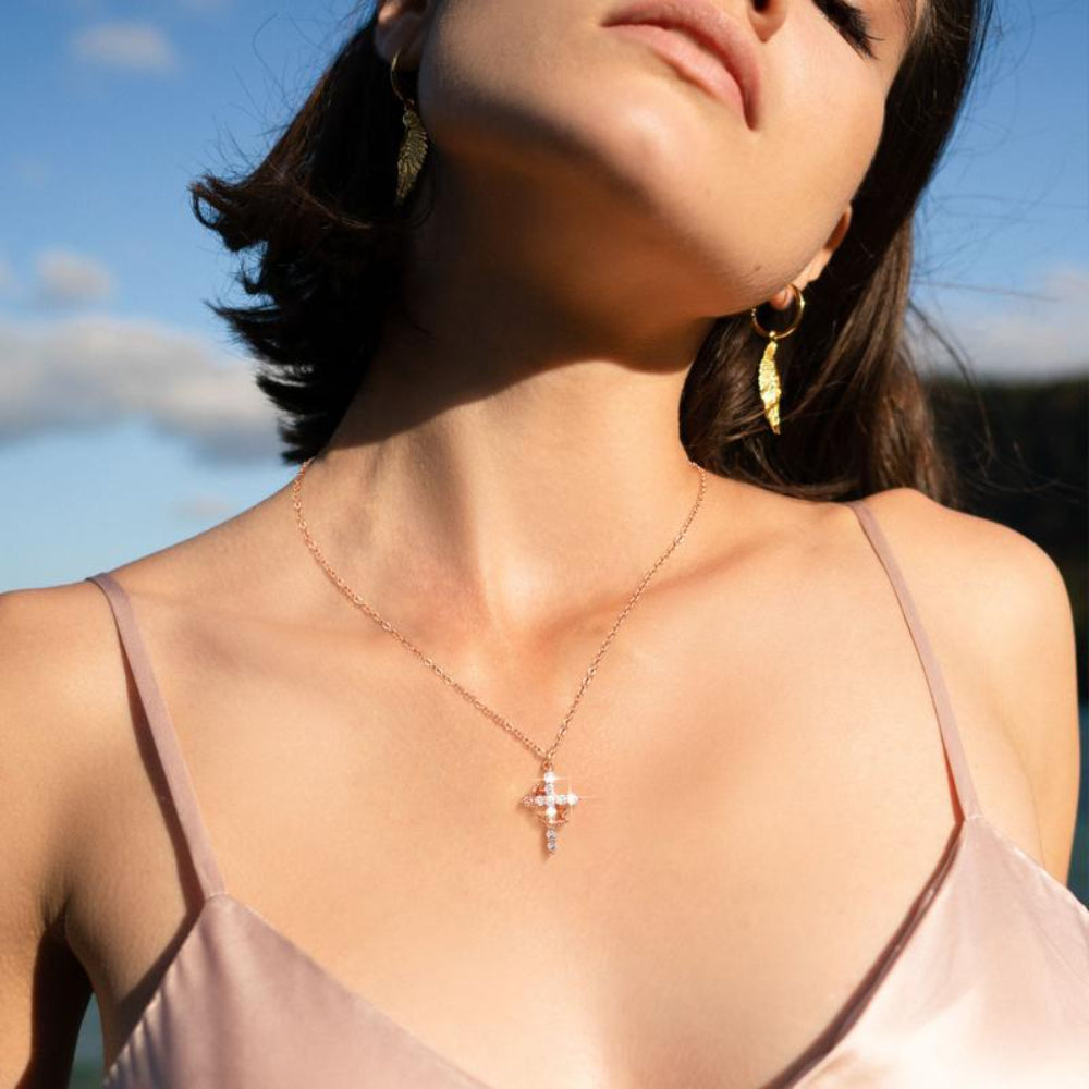 Collana Festa della Mamma Donna Corona Croce Ciondolo Gioiello Minimalista