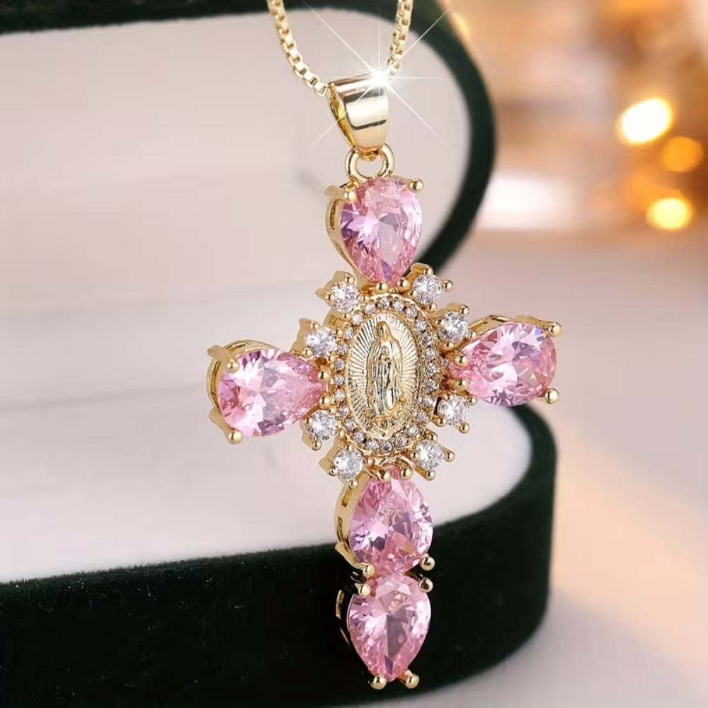 Collana Festa della Mamma Donna Ciondolo Croce Design Strass Gioiello