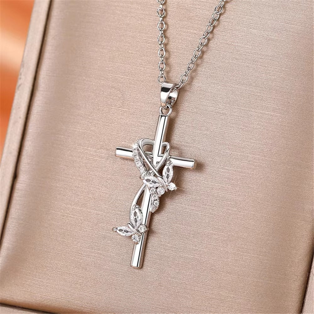 Collana Festa della Mamma Donna Ciondolo Croce Design Fiocco Gioiello
