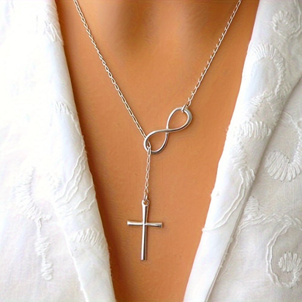 Collana Festa della Mamma Donna Croce Infinito Ciondolo Lariat Gioiello