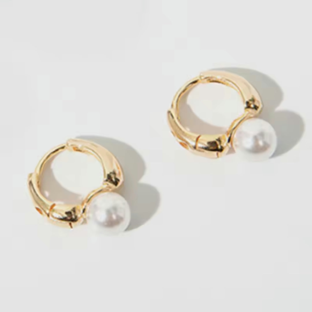 Moederdag Oorbellen Parel Hoops Elegant Minimalistisch Cadeau