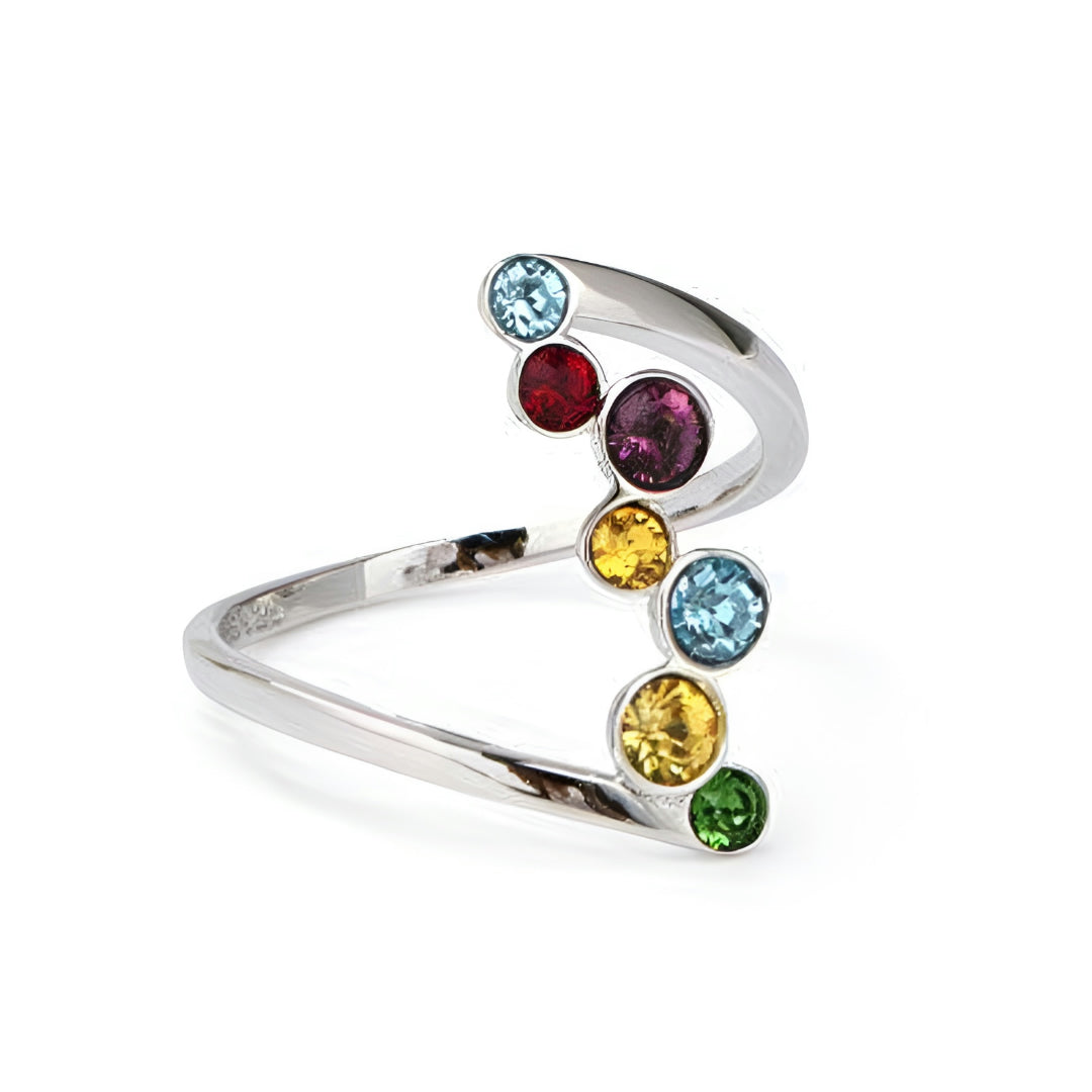 Anello Festa della Mamma Donna Mese di Nascita Pietre Design Aperto Gioiello