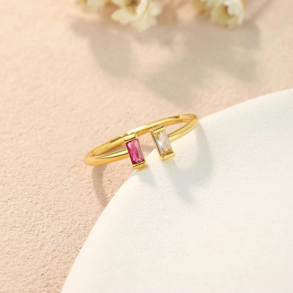 Anello Festa della Mamma Donna Design Aperto Pietra Quadrata Gioiello Minimalista