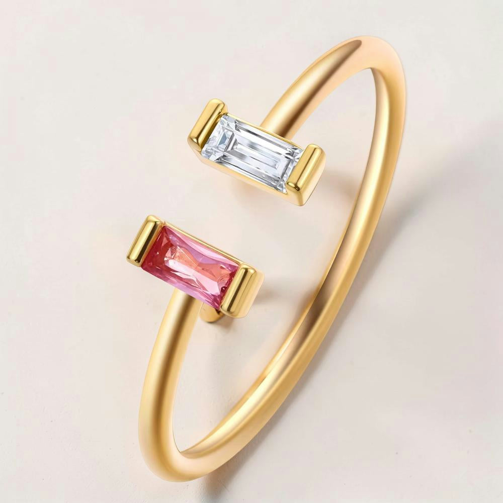 Anello Festa della Mamma Donna Design Aperto Pietra Quadrata Gioiello Minimalista