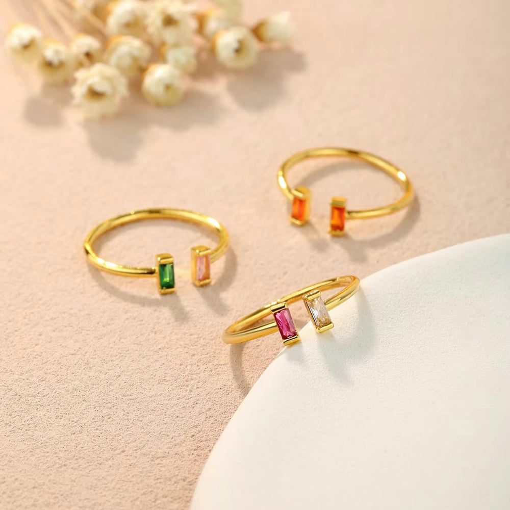 Anello Festa della Mamma Donna Design Aperto Pietra Quadrata Gioiello Minimalista