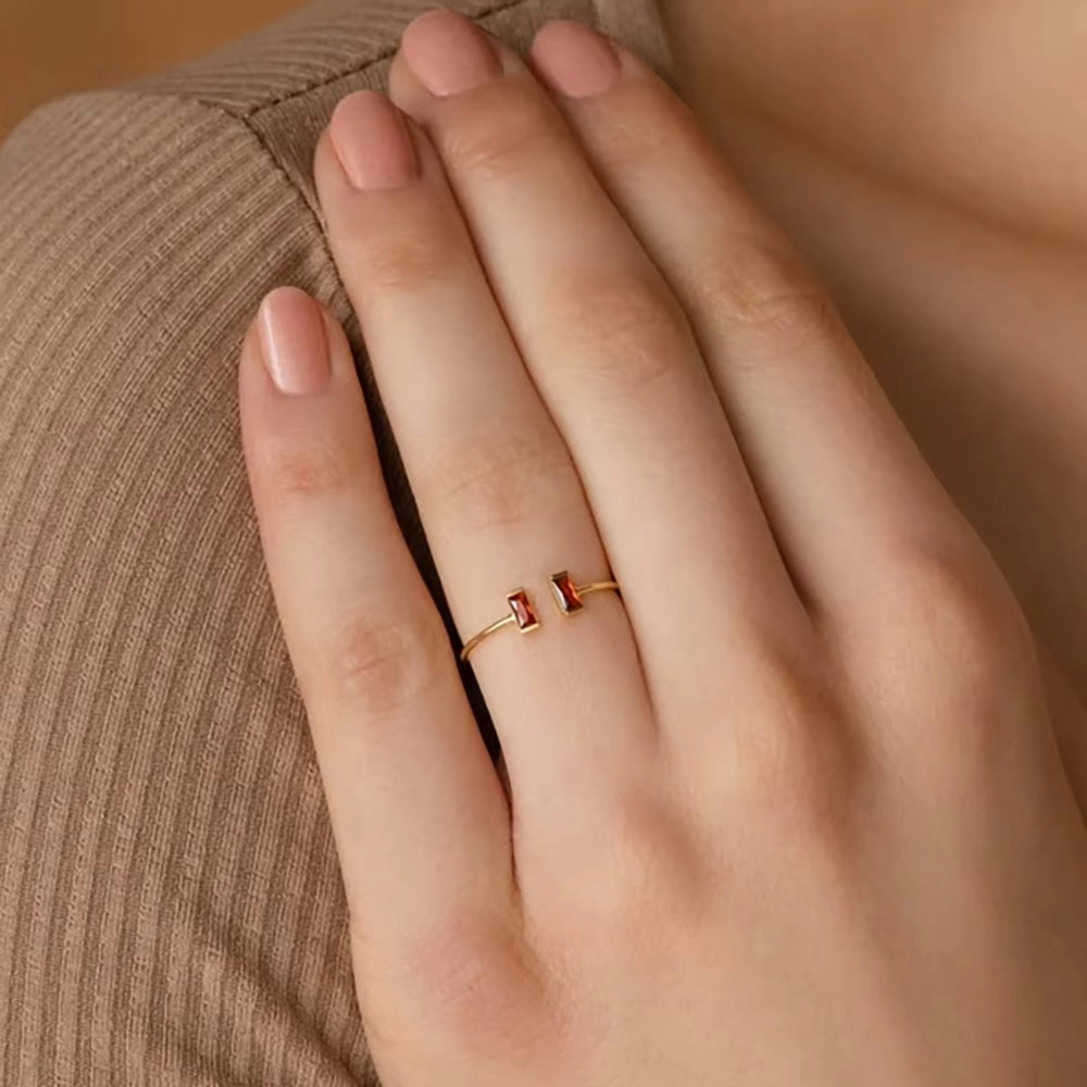 Anello Festa della Mamma Donna Design Aperto Pietra Quadrata Gioiello Minimalista