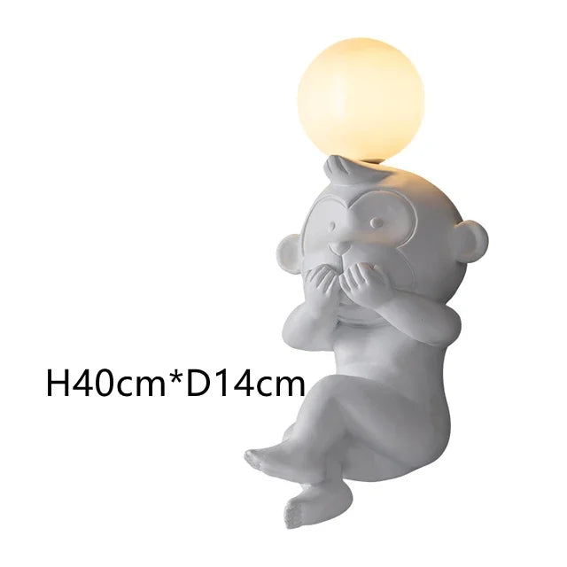 PlayfulGlow - Funny Monkey Wall Lamp with Milk Glass – Decorative LED Lamp
