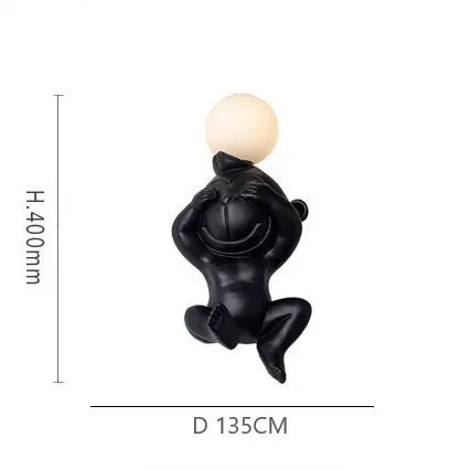 PlayfulGlow - Funny Monkey Wall Lamp with Milk Glass – Decorative LED Lamp