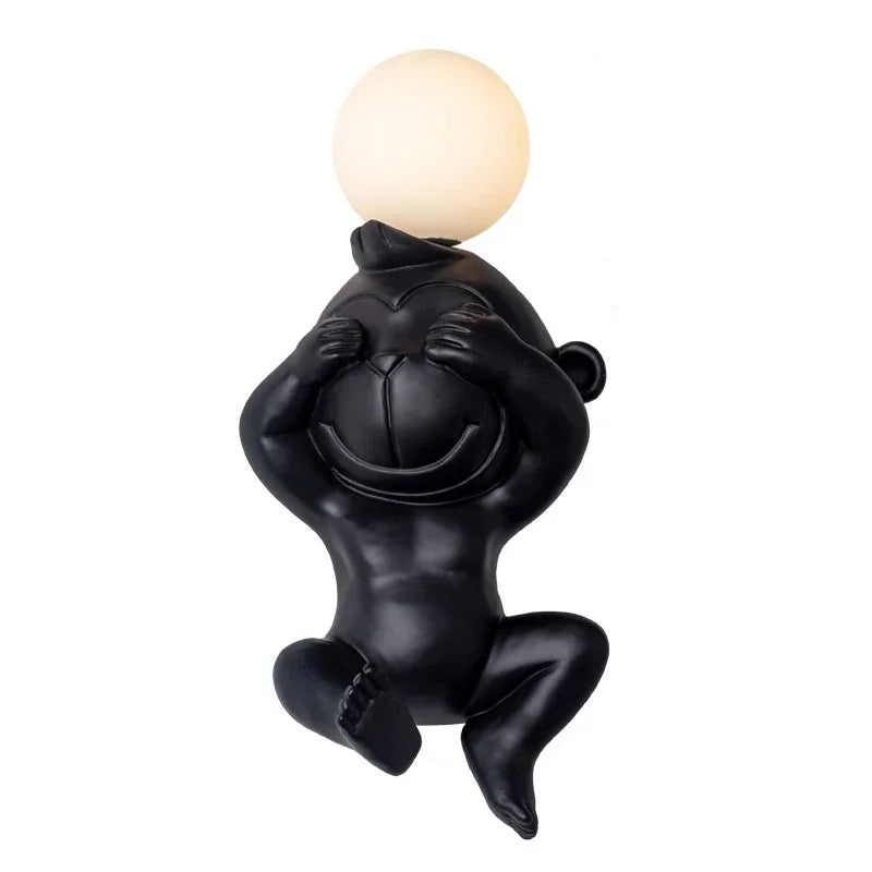 PlayfulGlow - Funny Monkey Wall Lamp with Milk Glass – Decorative LED Lamp