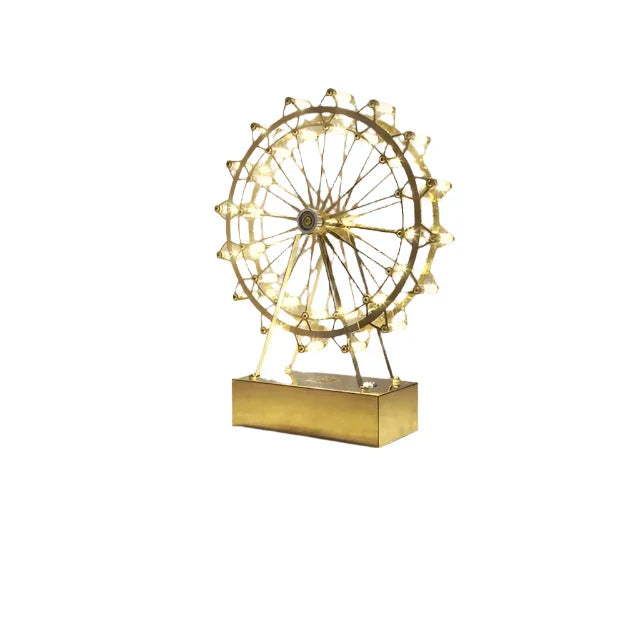LumiSpin - LED Ferris Wheel Table Lamp with Music Function, Dimmable Retro Desk Lamp