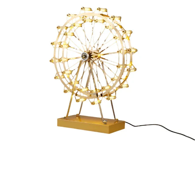 LumiSpin - LED Ferris Wheel Table Lamp with Music Function, Dimmable Retro Desk Lamp