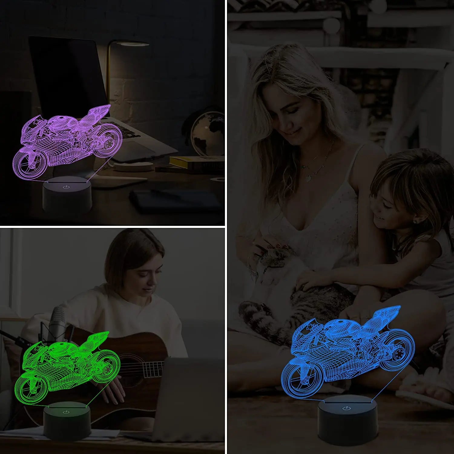 LumiBike - 3D LED Night Light with Motorcycle Design for Bikers & Kids' Room Decoration