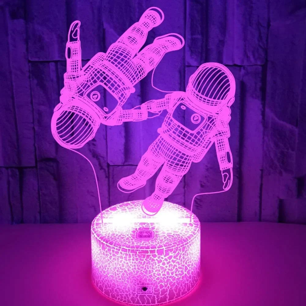 LumiAstro - Candeeiro Noturno 3D LED de Astronauta com Mudança de Cor para Quarto de Criança e Decoração