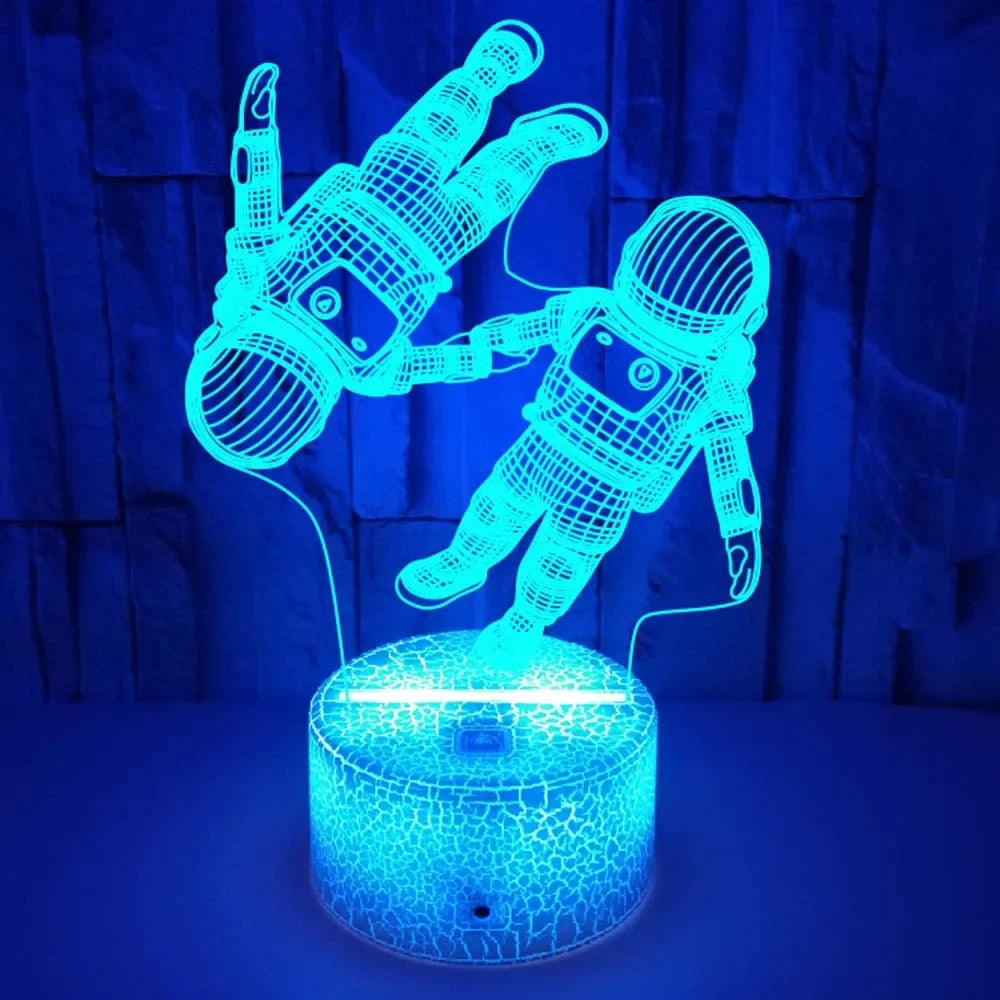 LumiAstro - Candeeiro Noturno 3D LED de Astronauta com Mudança de Cor para Quarto de Criança e Decoração