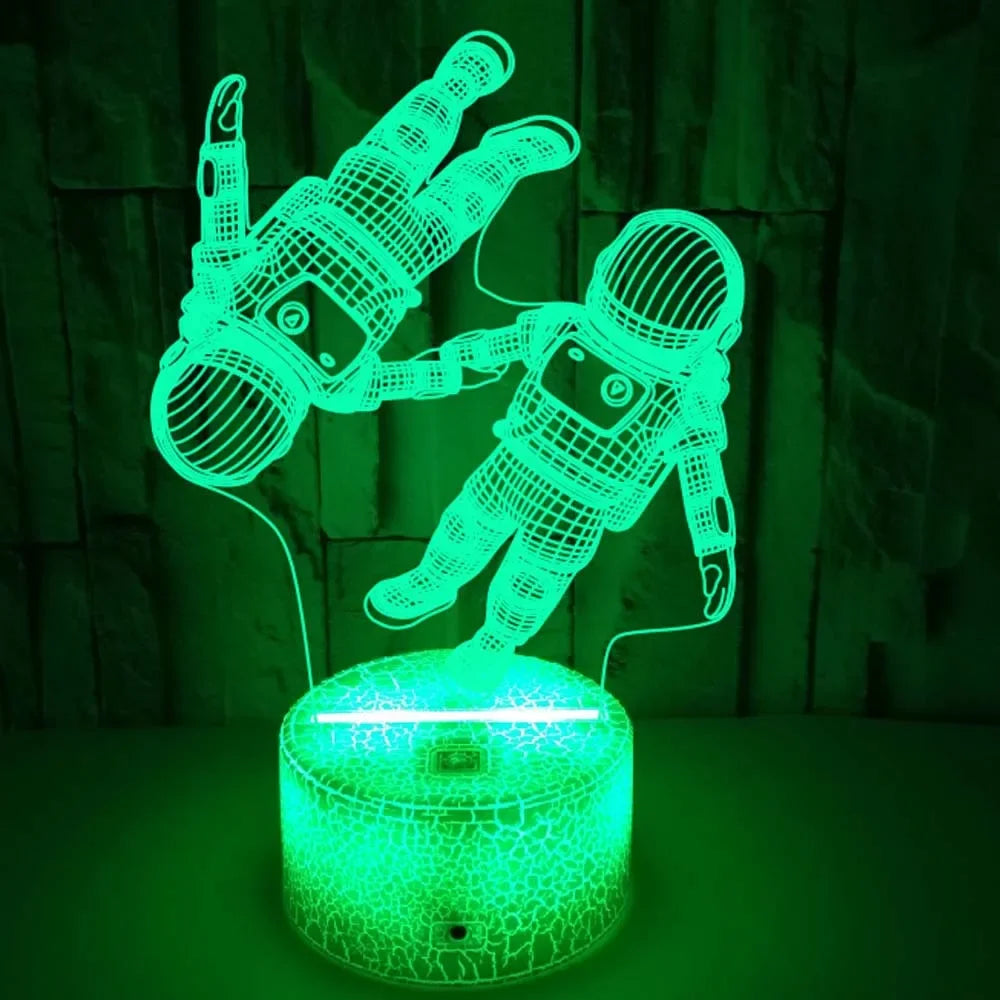 LumiAstro - Candeeiro Noturno 3D LED de Astronauta com Mudança de Cor para Quarto de Criança e Decoração
