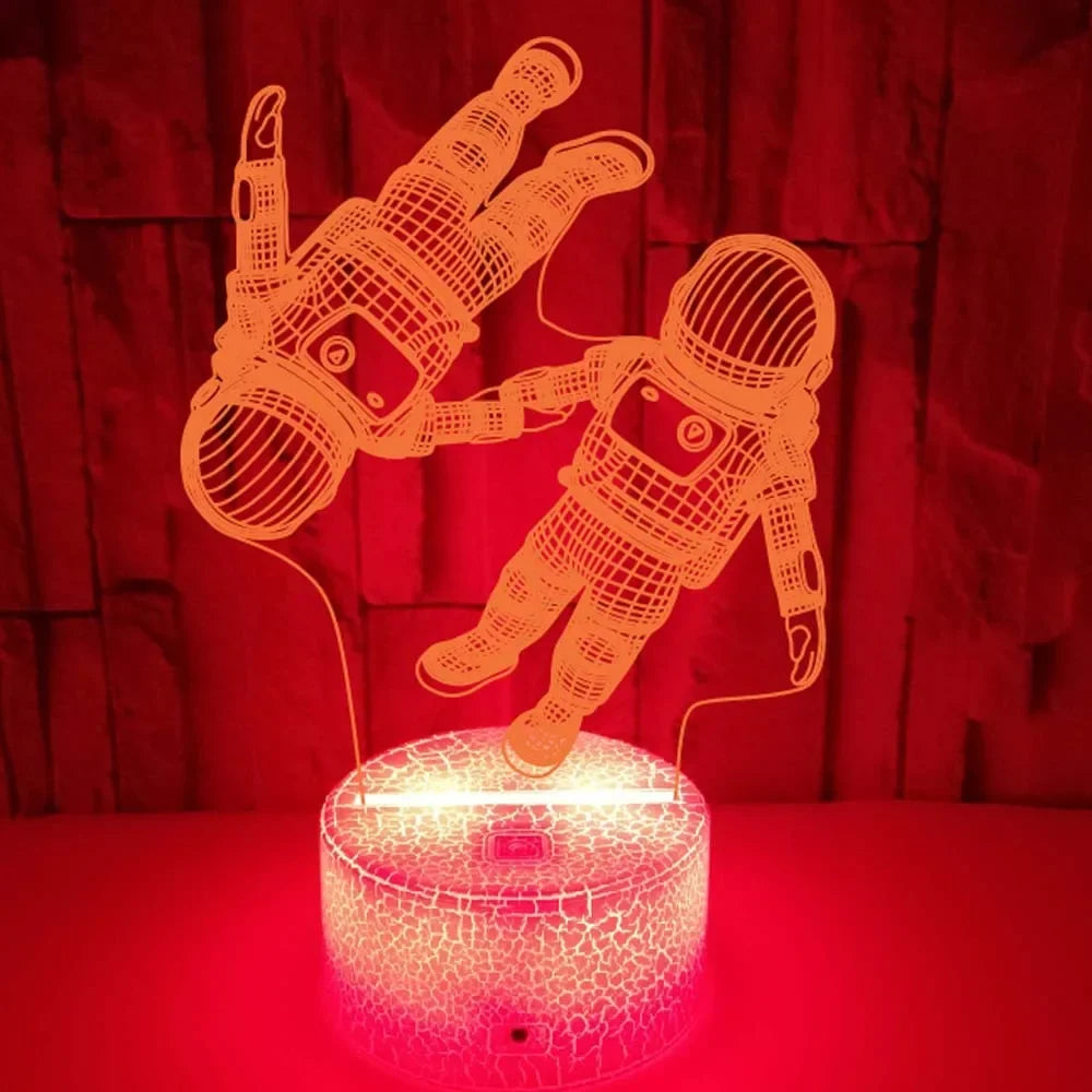 LumiAstro - Candeeiro Noturno 3D LED de Astronauta com Mudança de Cor para Quarto de Criança e Decoração