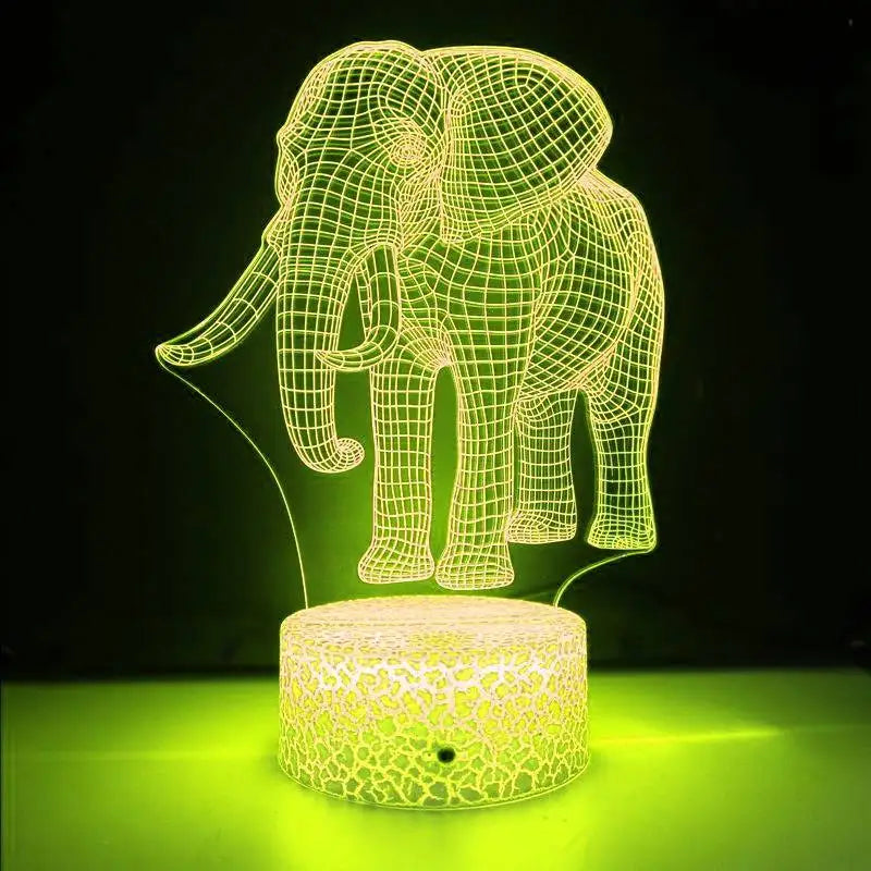 LumiElephant - 3D LED Night Light with Color Change and Optical Illusion