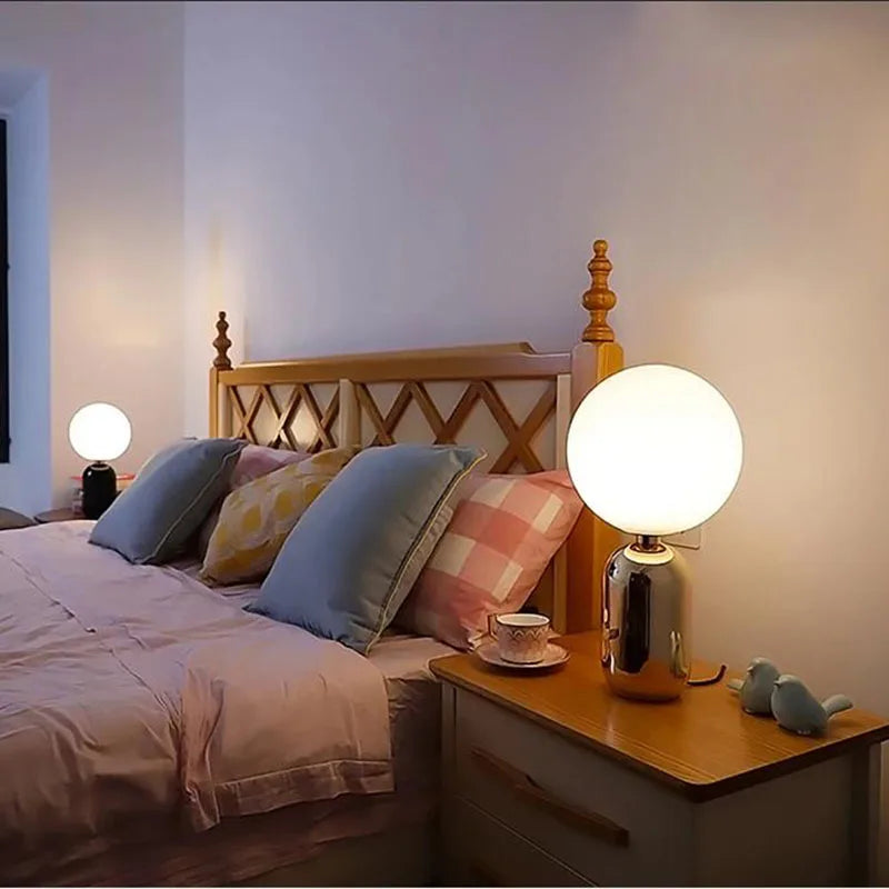 NordicGlow – Table Lamp with Glass Globe and LED Lighting