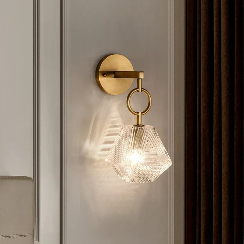 BrassGlow - Lampada da parete in vetro moderna in stile vintage