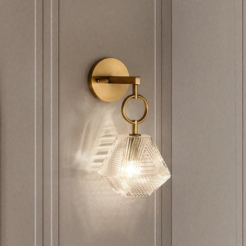 BrassGlow - Lampada da parete in vetro moderna in stile vintage