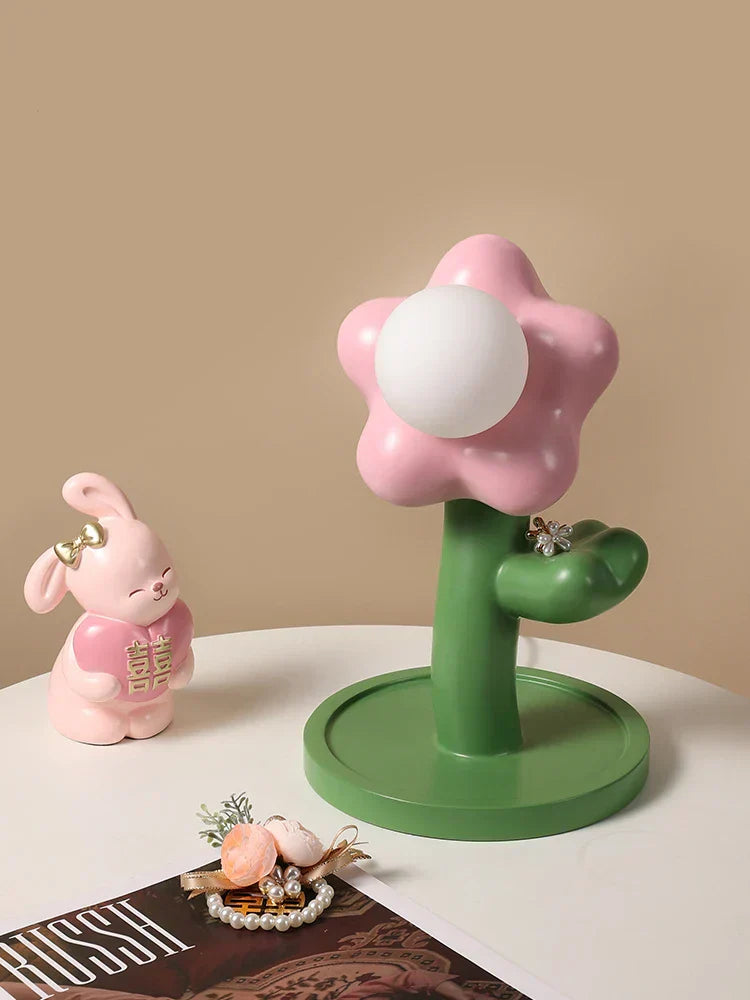 BloomShine - Lámpara de mesa LED en forma de flor para habitación infantil – Lámpara nocturna decorativa con diseño floral, iluminación regulable