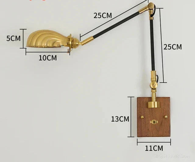 LightCraft - Adjustable Vintage Wall Lamp made of Brass and Wood