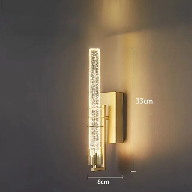 CrystalGold - Elegant LED Wall Lamp in Gold with Crystals for Living Room & Bedroom