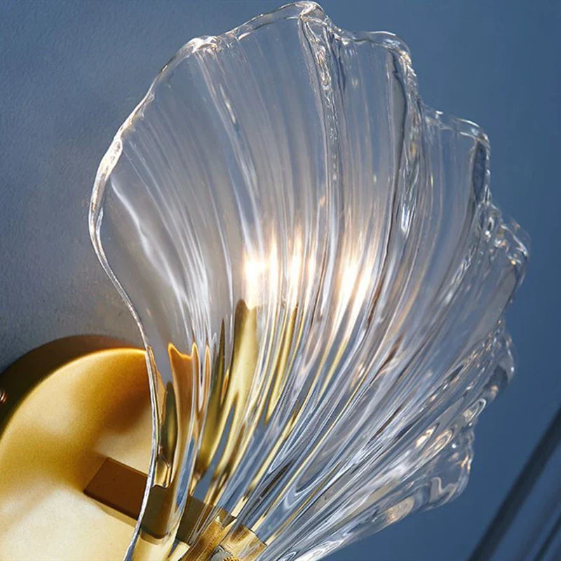 OceanWave - Candeeiro de Parede de Vidro em Forma de Concha