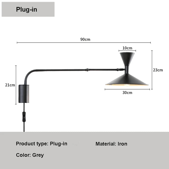 LumiFlex - Nordic Swing Wall Lamp – Adjustable LED Reading Lamp for Living and Work Spaces