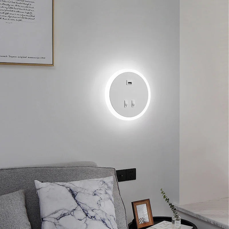 USBGlow - Moderne LED Wandlamp met USB Oplaadfunctie – Dimbare Verlichting